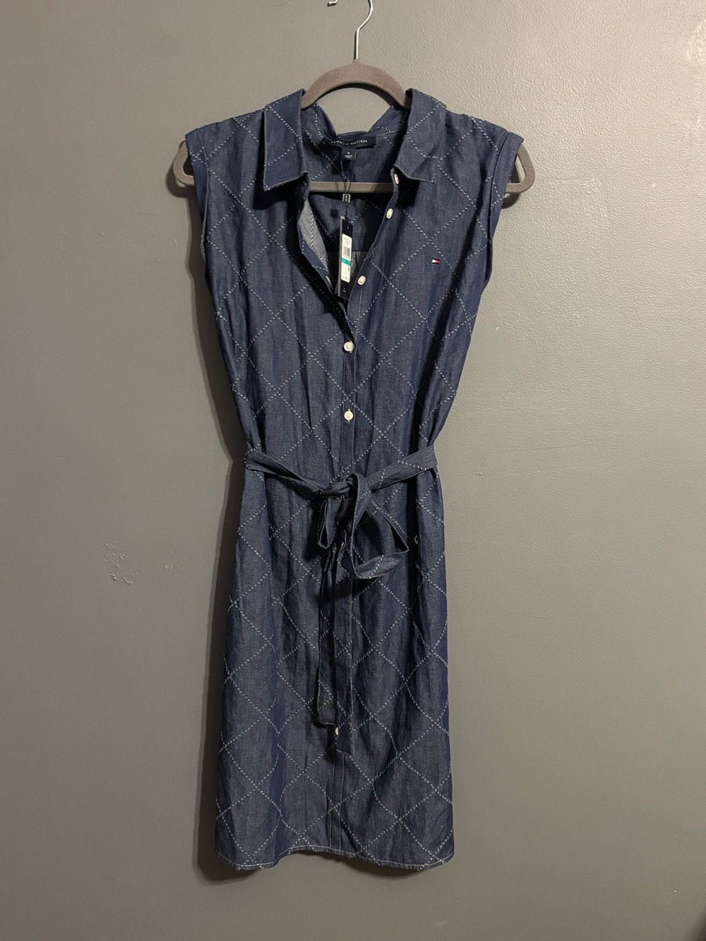 NWT Tommy Hilfiger blue denim button western belted preppy tank dress women’s 16